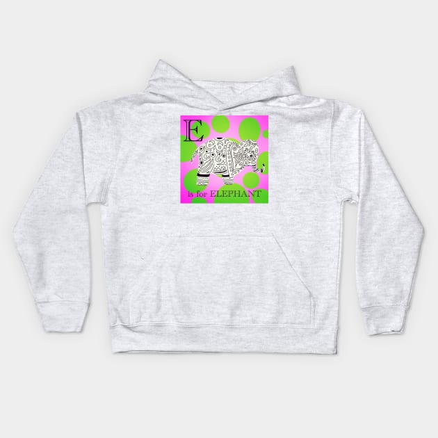 E is for elephant Kids Hoodie by Froriginals